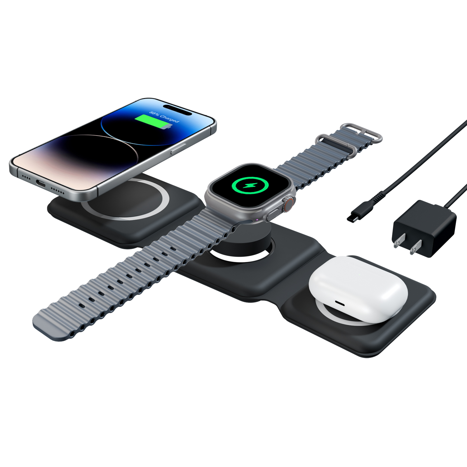 Smartwatch Phone Watches - 15W Magnetic Wireless Chargers 3 in